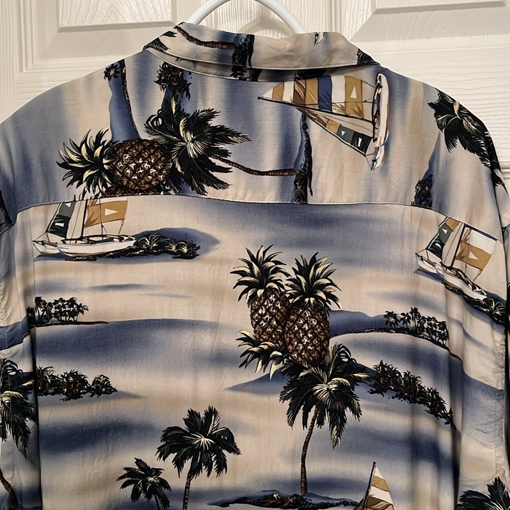 Campia Men’s 100% Rayon Short Sleeve Button Up Shirt Sz Large Hawaiian Tropical - Picture 5 of 10
